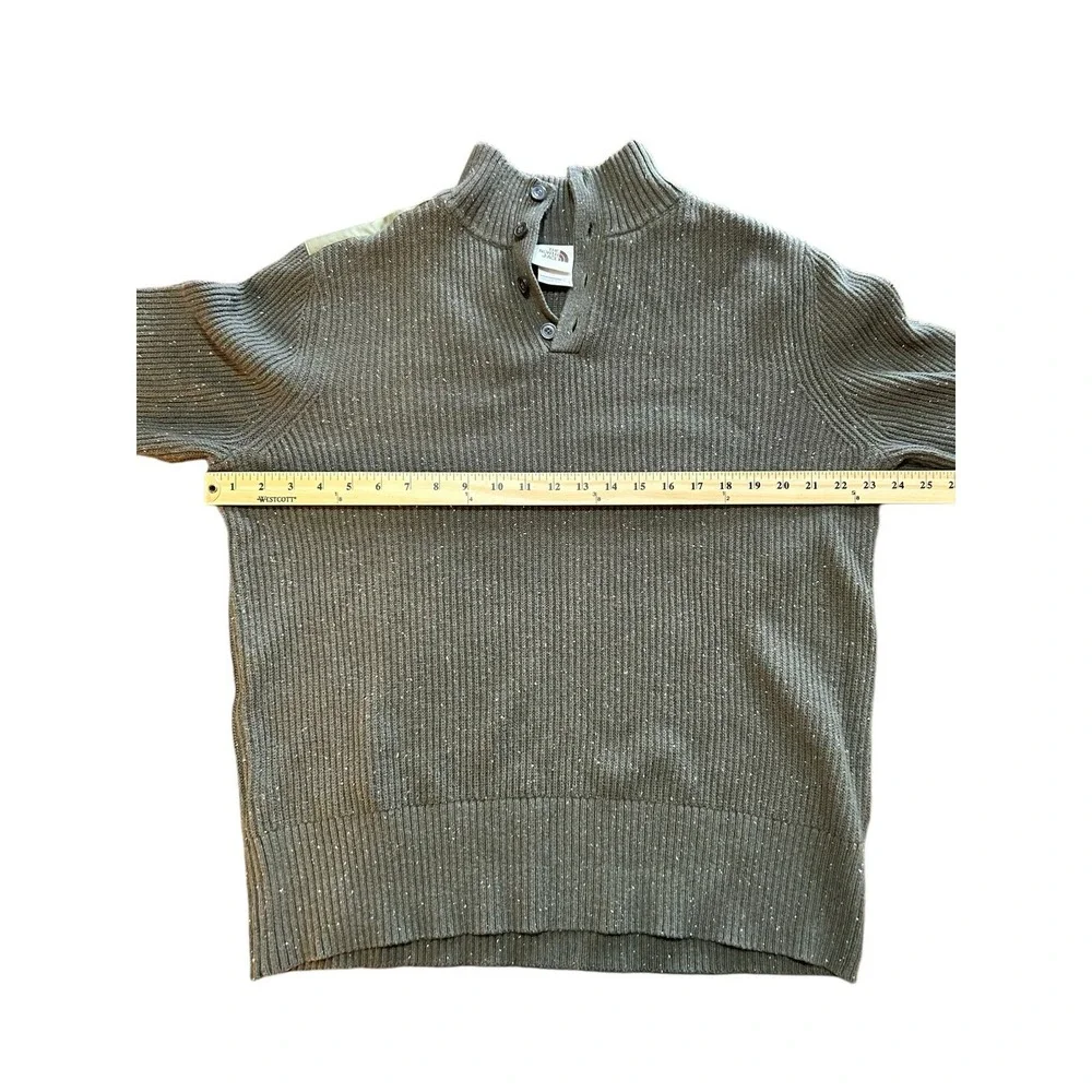 The North Face Men's Large Crestview Button Wool Blend Sweater Long Sleeve Olive